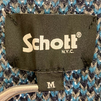 Schott ショット 782-4241001 SHAGGY KNIT LEOPARD シャギーニット レオパード カーディガン ネイビー×グレー sizeM 瑞穂店