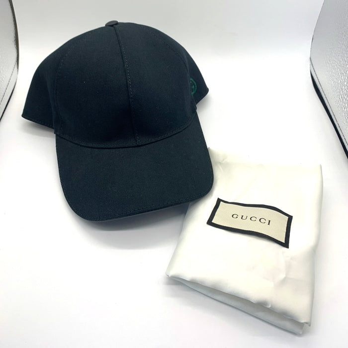 GUCCI グッチ インターロッキングG ロゴ刺繡 ベースボールキャップ ブラック Size M (58cm) 福生店