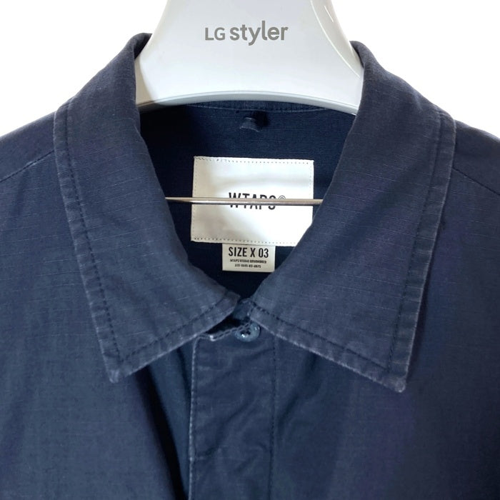 WTAPS ダブルタップス 211WVDT-SHM04 リップストップ ミリタリーシャツ ネイビー size3 瑞穂店