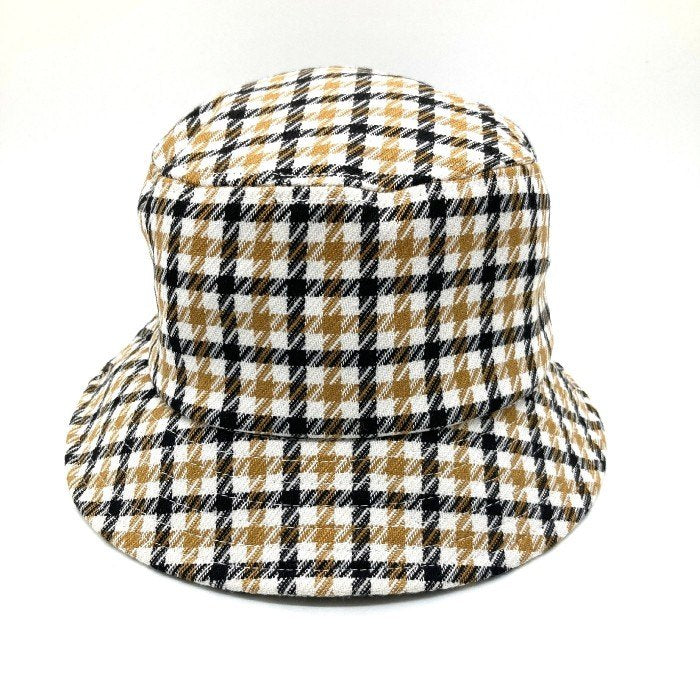 STUSSY ステューシー 132963 Big Logo Check Plaid Bucket Hat ロゴ刺繍 チェック バケットハット ベージュ sizeL/XL 瑞穂店