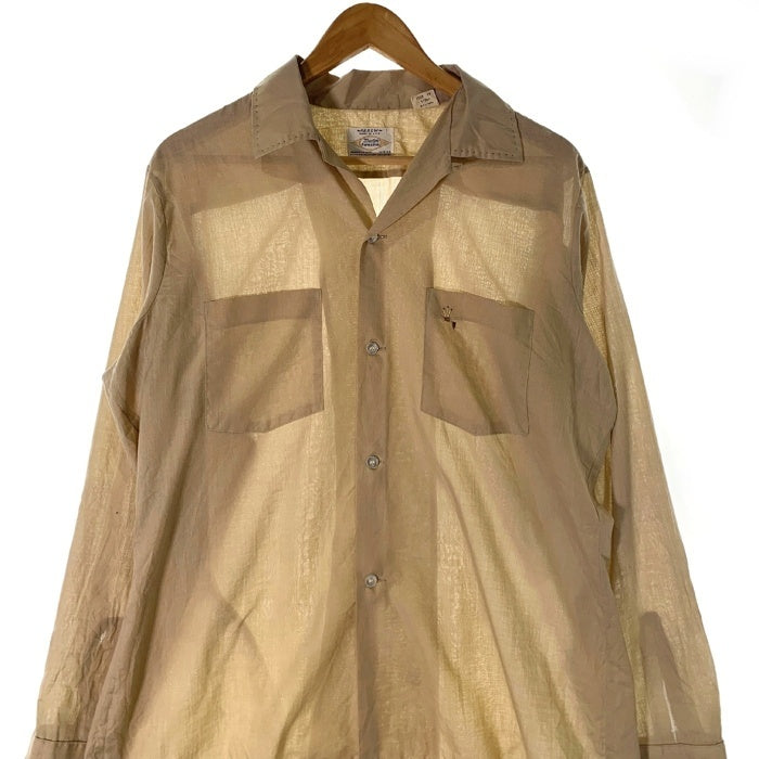 60's ARROW アロー ポリコットン オープンカラーシャツ 長袖 ベージュ USA製 Size M 福生店