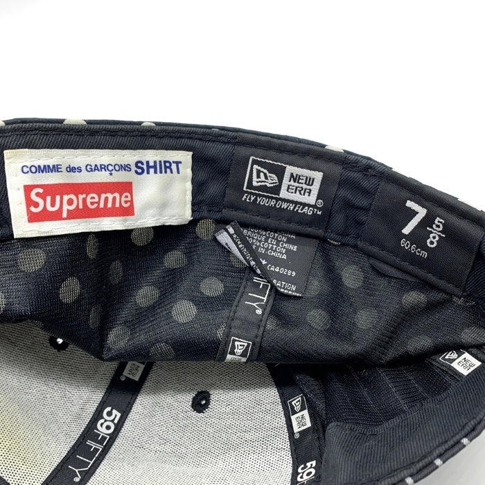 SUPREME シュプリーム 14SS COMME des GARCONS SHIRTS コムデギャルソンシャツ New Era ニューエラ 59FIFTY ベースボールキャップ ストライプ ドット ブラック Size 7 5/8 (60.6cm) 福生店