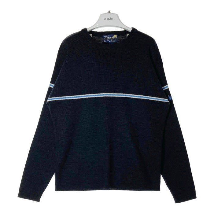 STUSSY ステューシー Authentic 90's ライン ニットセーター ブラック sizeL 瑞穂店