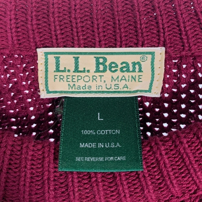 80's 90's L.L.Bean エルエルビーン ローゲージ コットン ニット セーター バーガンディー USA製 Size L 福生店