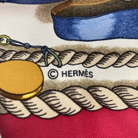 HERMES エルメス スカーフ カレ90 BATEAU A VAPEUR DE JOUFFROY DABBANS 蒸気船 臙脂 エンジ 瑞穂店