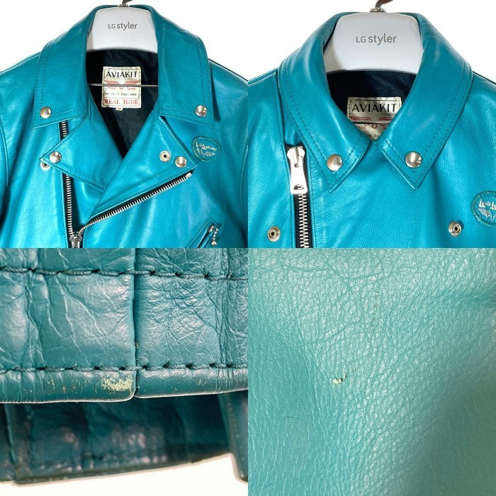 Lewis Leathers ルイスレザー CYCLONE サイクロン ホースハイド ダブル ライダースジャケット ターコイズ size38 瑞穂店