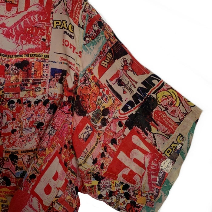 SUN SURF サンサーフ KEONI OF HAWAII KING TERRY'S レーヨン アロハシャツ レッド イエロー 総柄 SS32302 Size M 福生店