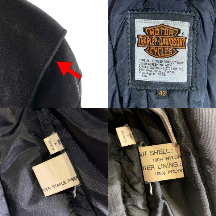90's Harley-Davidson ハーレー ダビッドソン シングル ライダースジャケット レザージャケット ブラック Size 42 福生店