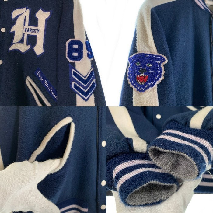 80`s BUTWIN バトウィン USA製 ウール スタジアムジャケット スタジャン ネイビー Size 42 福生店
