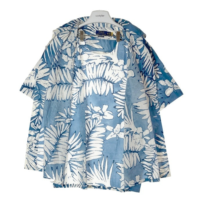 POLO RALPH LAUREN ポロラルフローレン コットン リネン オープンカラーシャツ ブルー 半袖 Size XXL 瑞穂店