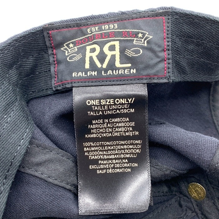RRL ダブルアールエル ラルフローレン ロゴワッペン コットンツイル 6パネルキャップ ブラック 福生店
