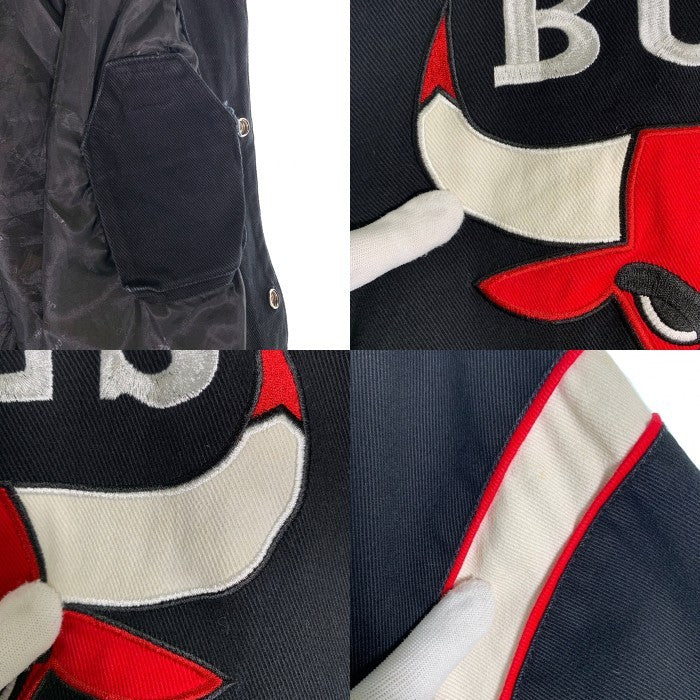 90's NBA CHICAGO BULLS シカゴ・ブルズ コットン スタジアムジャケット スタジャン JH DESIGN ジェフハミルトン ブラック レッド Size 4XL 福生店
