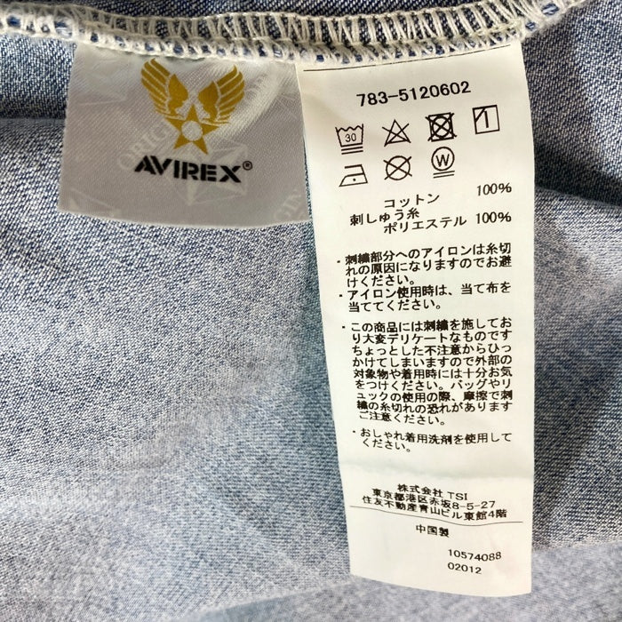 AVIREX アヴィレックス 5120602 25SS HAND LIKE EMBROIDERY SHIRTS ハンドライク刺繍シャツ ライトインディゴ sizeF 瑞穂店