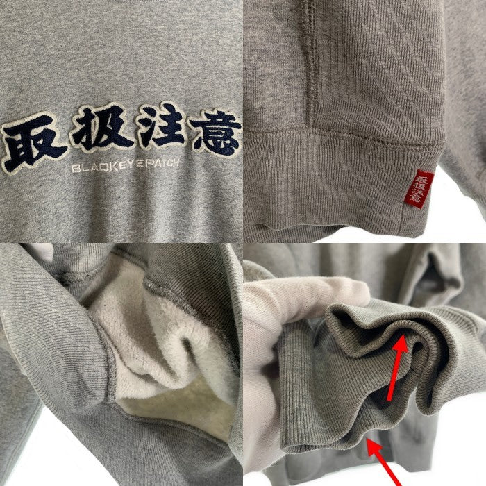 THE BLACK EYE PATCH ブラックアイパッチ 取扱注意 クルーネック スウェット グレー Size M 福生店