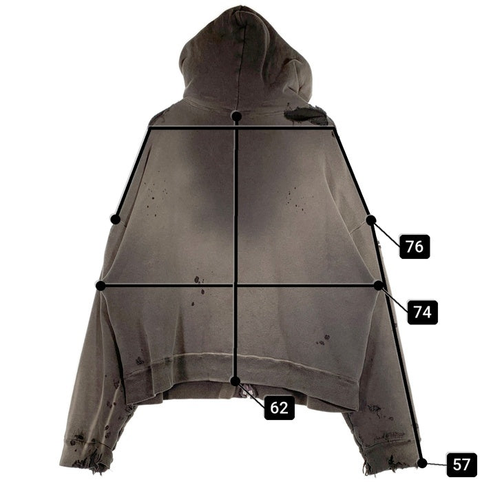 SAINT Mxxxxxx セントマイケル 24AW DBL FC ZIP HOODIE ヴィンテージ加工  ジップアップ フーディー パーカー チャコール SM-YS1-0000-042 Size M 福生店