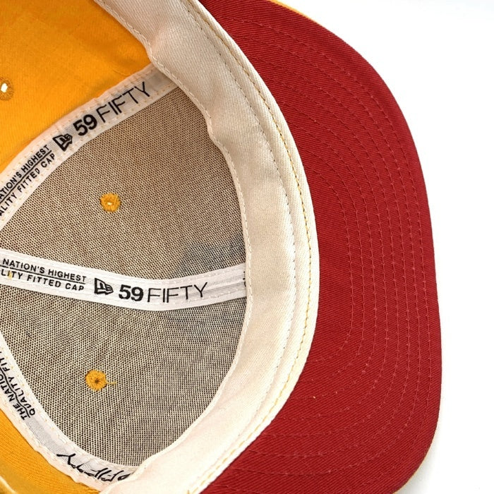 90's New Era ニューエラ MLB ニューヨーク・ヤンキース 59FIFTY ベースボールキャップ イエロー ウール USA製 Size 7 1/8 (56.8cm) 福生店