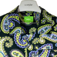 HUF ハフ ペイズリー オープンカラー 半袖シャツ ブラック×グリーン×パープル sizeM 瑞穂店