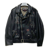Schott ショット GLAD HAND グラッドハンド ワンスター レザー ダブルライダースジャケット 加工 ハンドペイント ブラック 7659 Size XXL 瑞穂店