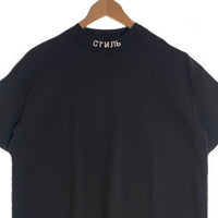 Heron Preston ペロンプレストン Logo Patch Mockneck Tee モックネック 半袖 Tシャツ キリル文字刺繡 ブラック HMAA012S20913011 Size XS 福生店