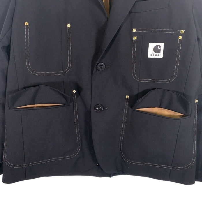 sacai サカイ 24SS Carhartt WIP カーハート Suiting Bonding Jacket スーチングボンディングジャケット リバーシブル ブラック 24-03387M Size 2 福生店