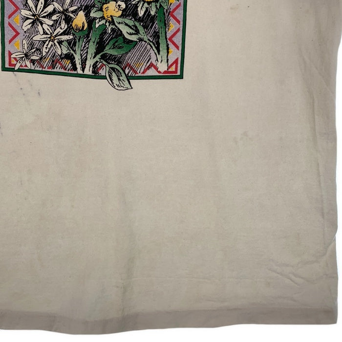 90's PJ McCRACKEN SUNFLOWERS プリントTシャツ ホワイト Size XL 福生店