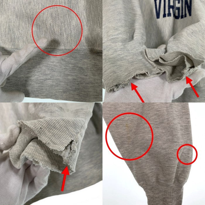 90`s Champion チャンピオン UNIVERSITY VIRGINIA リバースウィーブ プリント クルーネックスウェットトレーナー アッシュグレー Size L-XL 相当 福生店