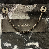 DIESEL ディーゼル レザー 切り替え スウェット ダブルジップアップ パーカー 羊革 ブラック sizeS 瑞穂店