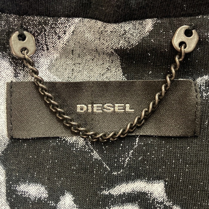 DIESEL ディーゼル レザー 切り替え スウェット ダブルジップアップ パーカー 羊革 ブラック sizeS 瑞穂店
