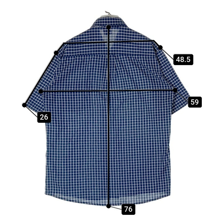STUSSY ステューシー  銀タグ USA製 ボタンダウン 半袖 チェックシャツ ブルー sizeL 瑞穂店