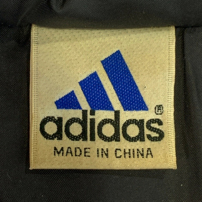 00's adidas アディダス スタンドカラー ジップアップ 中綿ジャケット ブラック 刺繡ロゴ フード収納 中国製 Size M 福生店