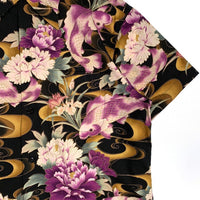 Dry Bones ドライボーンズ オープンカラー コットンシャツ ブラック 和柄 鯉 Size M 福生店