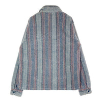 STUSSY ステューシー 1110197 Stripe Sherpa Shirt ストライプ シェルパ フリース ボタンアップ 長袖 シャツ ジャケット ブルー sizeL 瑞穂店