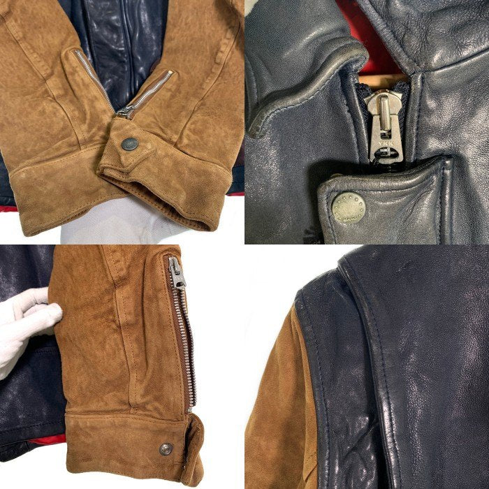 glamb グラム レザージャケット ネイビー ブラウン GB0318 / JKT05 Size 4 福生店