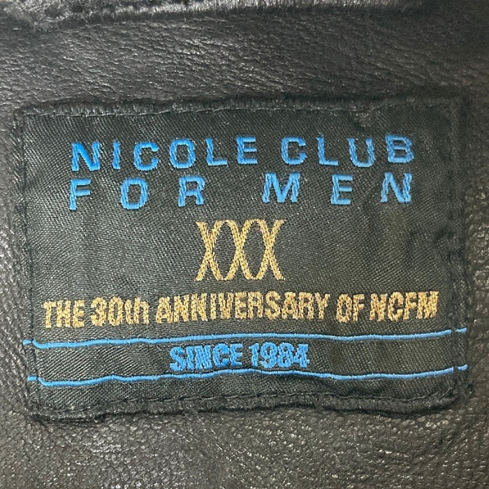 NICOLE CLUB FOR MEN ニコルクラブフォーメン レザージャケット 山羊革 ブラック size46 瑞穂店