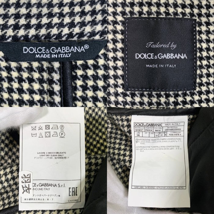 DOLCE&GABBANA ドルチェアンドガッバーナ 千鳥格子 ウール チェスターコート 本切羽 G009WT Size 46 福生店