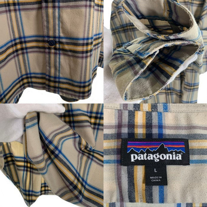 Patagonia パタゴニア Canyonite Flannel Shirt キャニオナイト フランネルシャツ ベージュ ブルー イエロー Size L 福生店