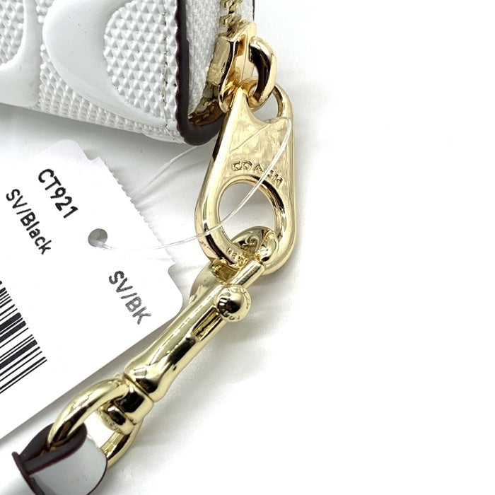 COACH コーチ CT921 シグネチャー パテントレザー ラウンドファスナーウォレット 長財布 ホワイト ストラップ 福生店