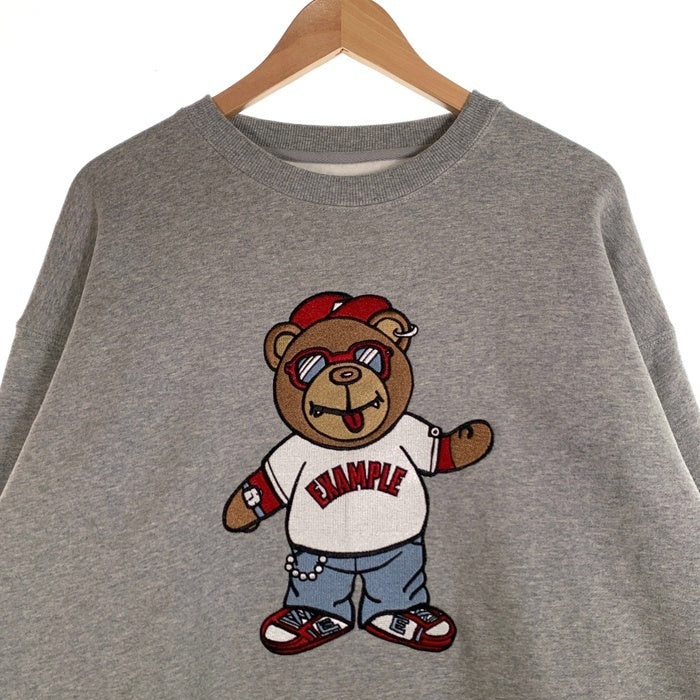 EXAMPLE エグザンプル BB BEAR CREWNECK  クルーネック スウェットトレーナー グレー Size XL 福生店