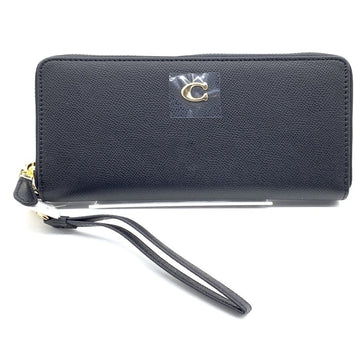COACH コーチ C7184 ラウンドファスナーレザーウォレット 長財布 ブラック ストラップ 福生店