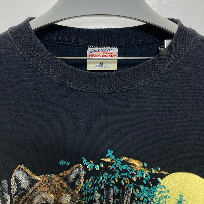 SANTEE サンティー 90s オオカミ柄 アニマル スウェットトレーナー USA製 ブラック sizeM 瑞穂店