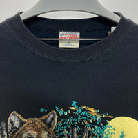 SANTEE サンティー 90s オオカミ柄 アニマル スウェットトレーナー USA製 ブラック sizeM 瑞穂店