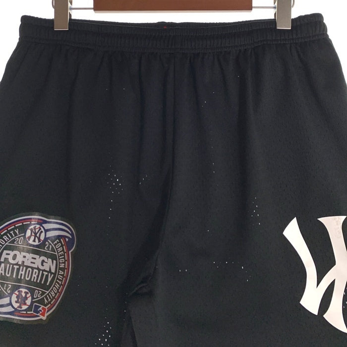 ERN Newyork Yankees ニューヨーク ヤンキース Newyork Mets ニューヨーク メッツ FOREIGN AUTHORITY メッシュ ショーツ ハーフ パンツ ブラック Size L 福生店
