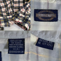 80's TOWNCRAFT タウンクラフト フランネルチェックシャツ コットン ホワイト ネイビー Size XL-R 福生店