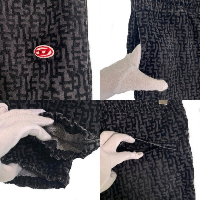DIESEL ディーゼル 23AW D-UM-RIB-NE モノグラム スウェット パンツ ブラック チャコール Size S 福生店