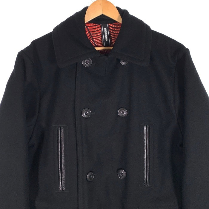 NEIGHBORHOOD ネイバーフッド 21AW P/W-COAT ピーコート ウール ブラック 中綿 レザー 212SZNH-JKM04 Size XL 福生店
