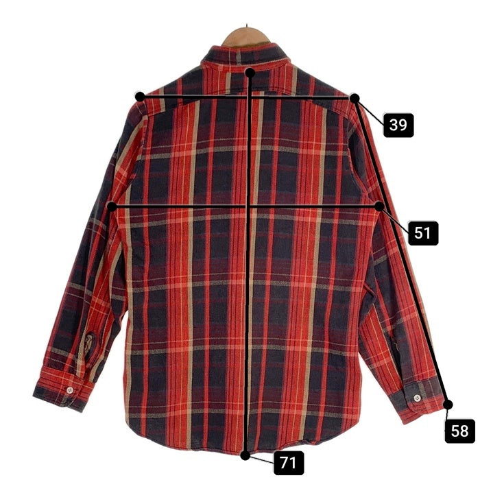 70's BIG YANK ビッグヤンク Plaid Flannel Shirt チェック フランネルシャツ レッド イエロー ブラウン Size S 福生店