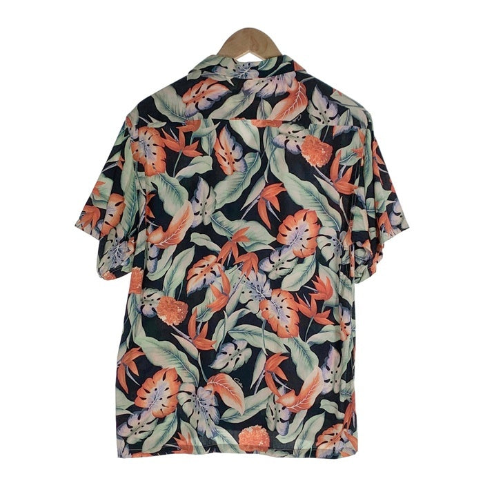 CALEE キャリー オープンカラーレーヨンシャツ アロハ ブラック ハイビスカス Size L 福生店