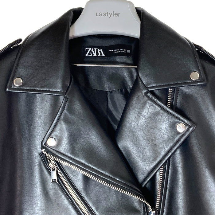 ZARA ザラ フェイクレザー ダブルライダースジャケット ブラック sizeM 瑞穂店