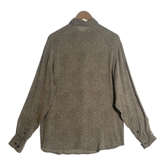 90's phiz フィズ レーヨン 長袖 ビスコースシャツ ベージュ ブラック Size S 福生店