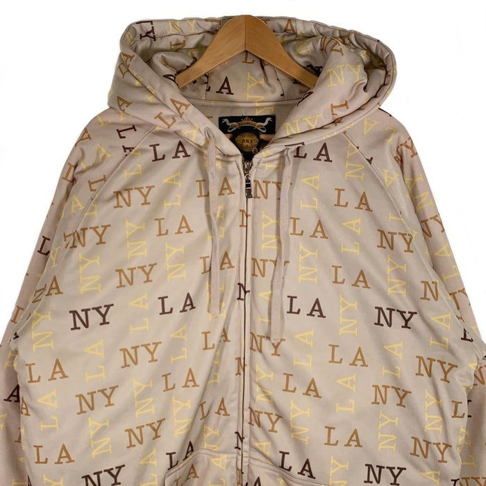 Kno betta ノーベター NY LA プリント ジップアップ 中綿ジャケット ベージュ HIPHOP Size 2XL 福生店